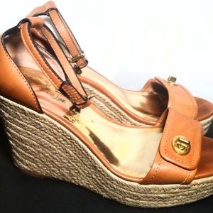 Coach Espadrille Wedge Sandals Brown SZ 7.5